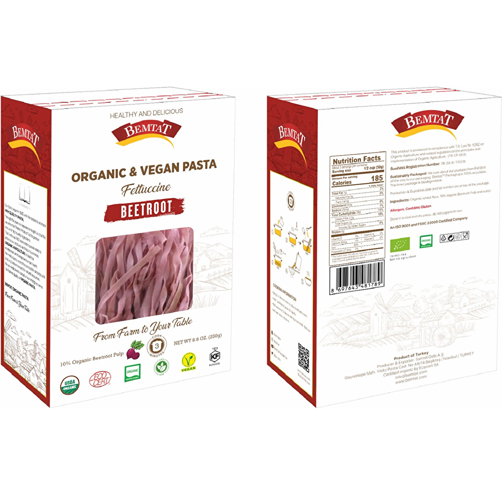 Bemtat Organik & Vegan Pancarlı Fettuccini Makarna 250 Gr Organik Ürünler Fiyatı