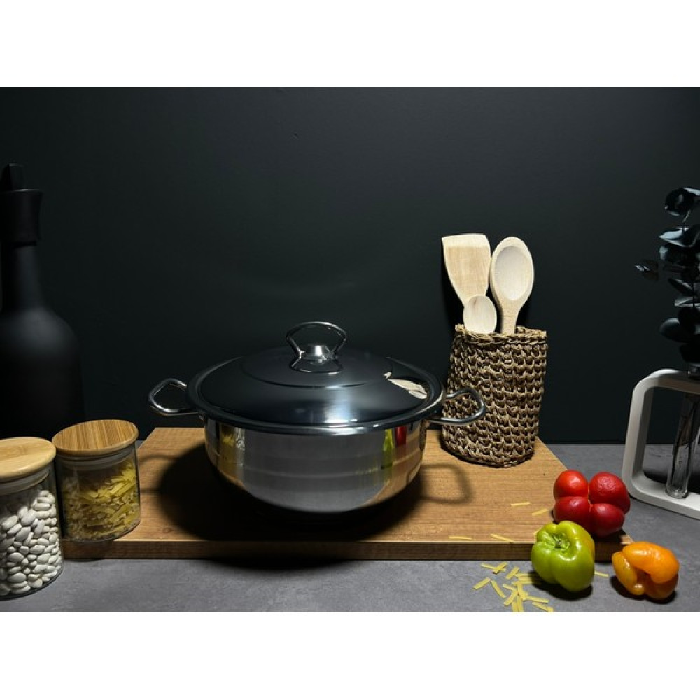 Bena Life 18/0 Crni Paslanmaz Çelik Tencere 22CM 4,3lt - Gümüş Tencereler Fiyatı