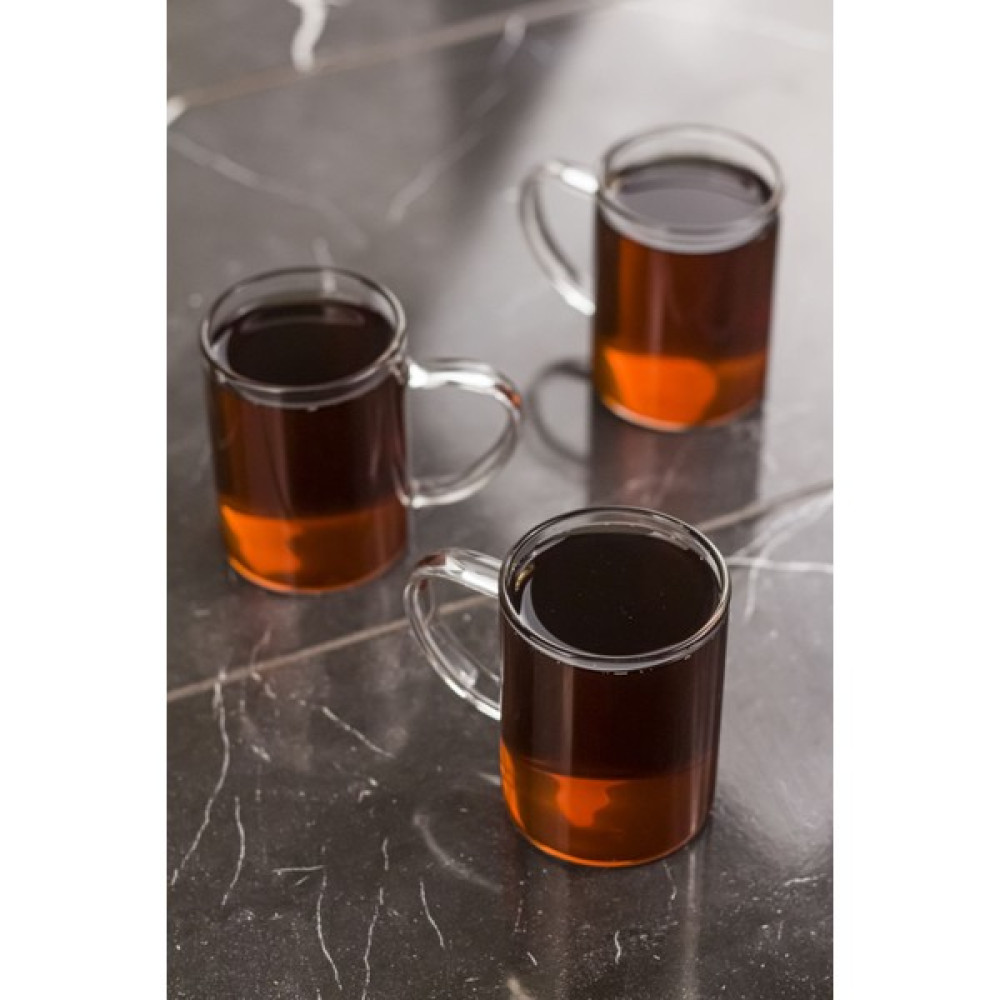 Bena Life 3'lü Borosilikat Isıya Dayanıklı Termısıl Cam Kupa Bardak (3 x 200 Ml) - Şeffaf - Kırmızı Fincan / Bardak / Kahve Takımı Fiyatı