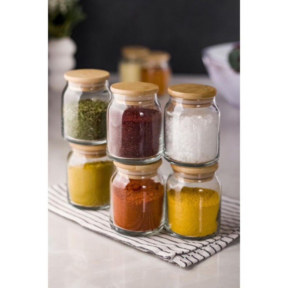 Bena Life 6 Lı Set Bambu Kapaklı Cam Kavanoz & Baharat Takımı & Baharatlık 200 ml ( Vakum Kapak ) Baharat Setleri & Baharatlıklar Fiyatı