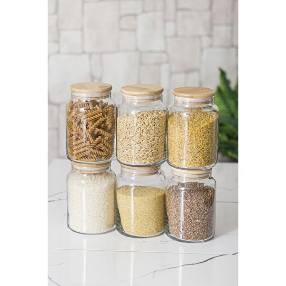 Bena Life 6 Lı Set Bambu Kapaklı Cam Kavanoz & Erzak Saklama Kabı 800 ml Orta Boy ( Vakum Kapak ) Saklama Kapları Fiyatı