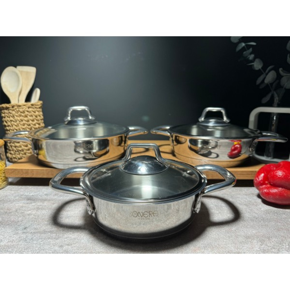 Bena Life 6 Parça Paslanmaz Çelik Omlet Seti 16 18 20 cm - Gri Tencereler Fiyatı