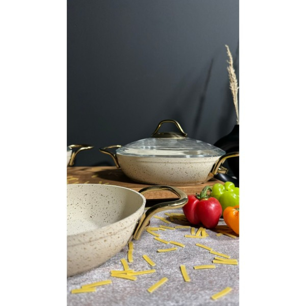Bena Life 6 Parça Yanmaz Yapışmaz Granit Omlet Seti - Bej Tencere / Tava Setleri Fiyatı