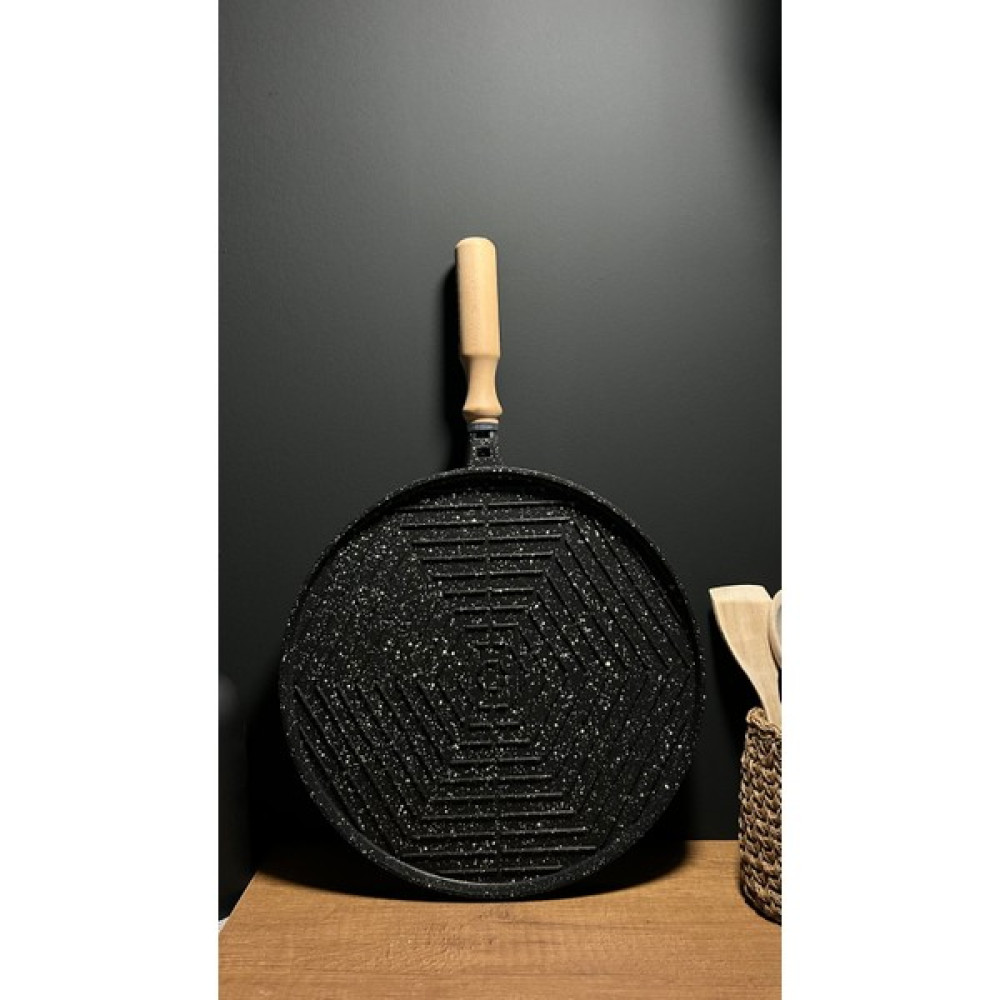 Bena Life Çift Taraflı Granit Döküm Gözleme ve Izgara Tava 35 cm Yeni Desen - Siyah Tavalar Fiyatı