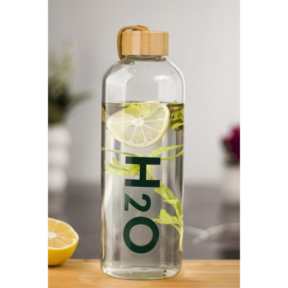 Bena Life H2O Borosilikat Cam Matara Vakum Kapaklı Su Şişesi Suluk Bambu Kapaklı 1000 ml Suluk Fiyatı