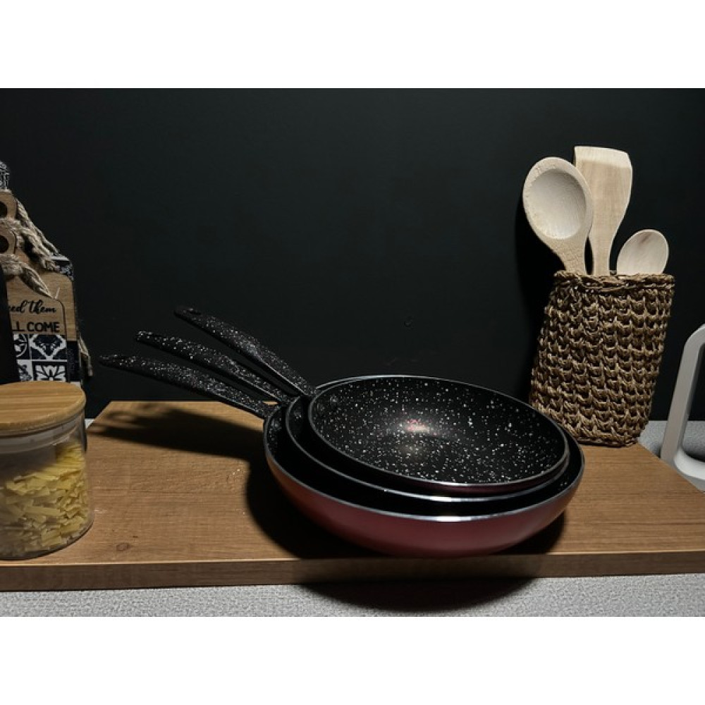 Bena Life Kırmızı 3'lü Tava Seti 18-20-22 cm Tavalar Fiyatı