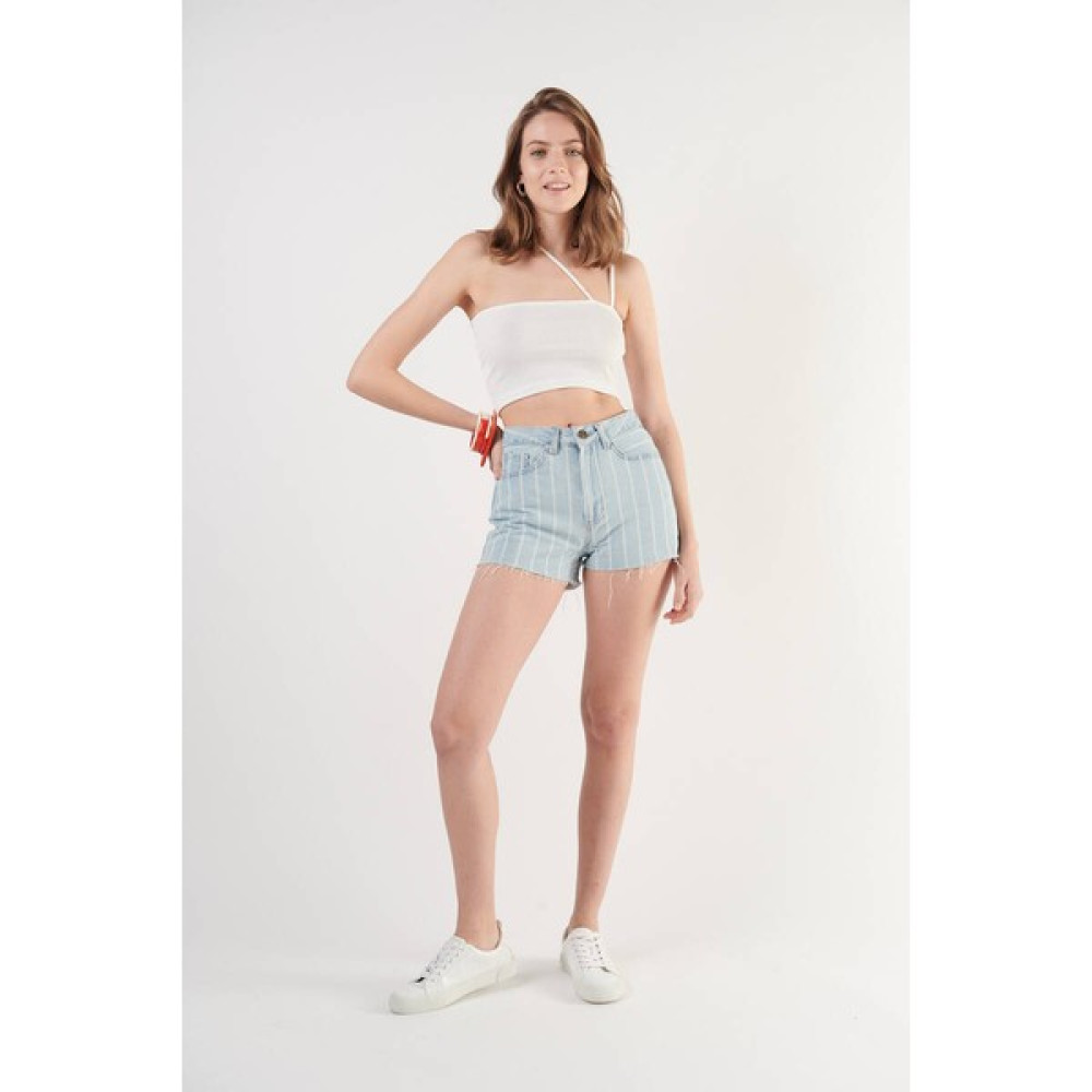Bengi Clothing Kadın Beyaz Tek Omuz Çift Askı Crop Bluz Bluz Fiyatı