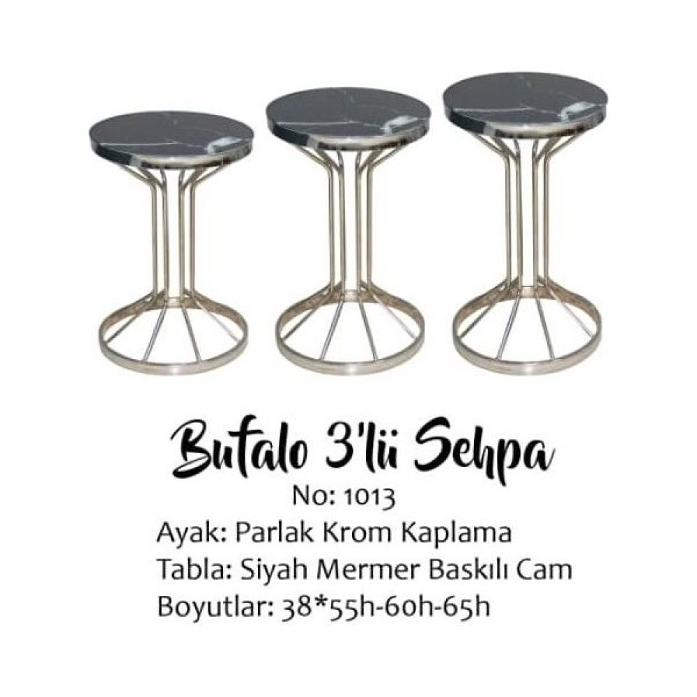 Bengi Ticaret Brc Zigon Bufalo Model Siyah Mermer Temper Cam Gümüş Renk Kaplama Metal Ayak - gümüş beyaz mermer Zigon Sehpa Fiyatı