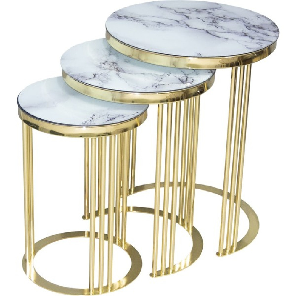 Bengi Ticaret Brc Zigon C Beyaz Mermer Temper Cam Metal Çelik Gold Renk Kaplama Ayak El Yapım - gold Zigon Sehpa Fiyatı
