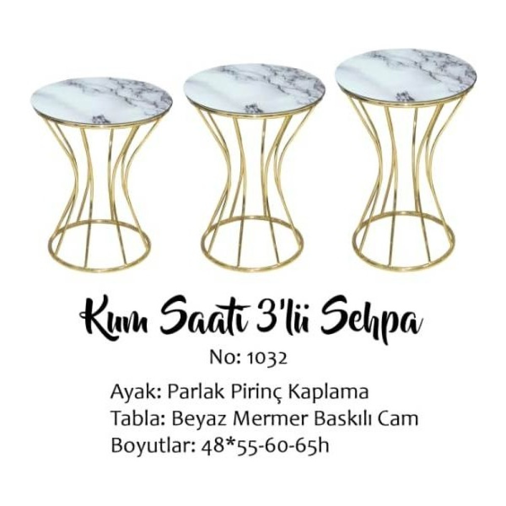 Bengi Ticaret Brc Zigon Kumsaat Model Sehpa Mermer Desen Metal Çelik Gold Renk Kaplama El Yapım - gold beyaz mermer Zigon Sehpa Fiyatı