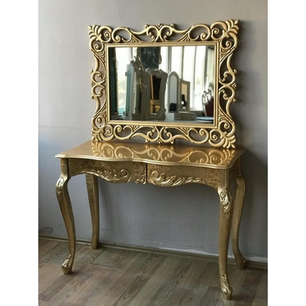 Bengi Ticaret Dresuar Aslan Ayak Model Kayın Torna Parlak Gold Lake Çekmece Ayna Lüx Oyma Dresuar / Makyaj Masası Fiyatı