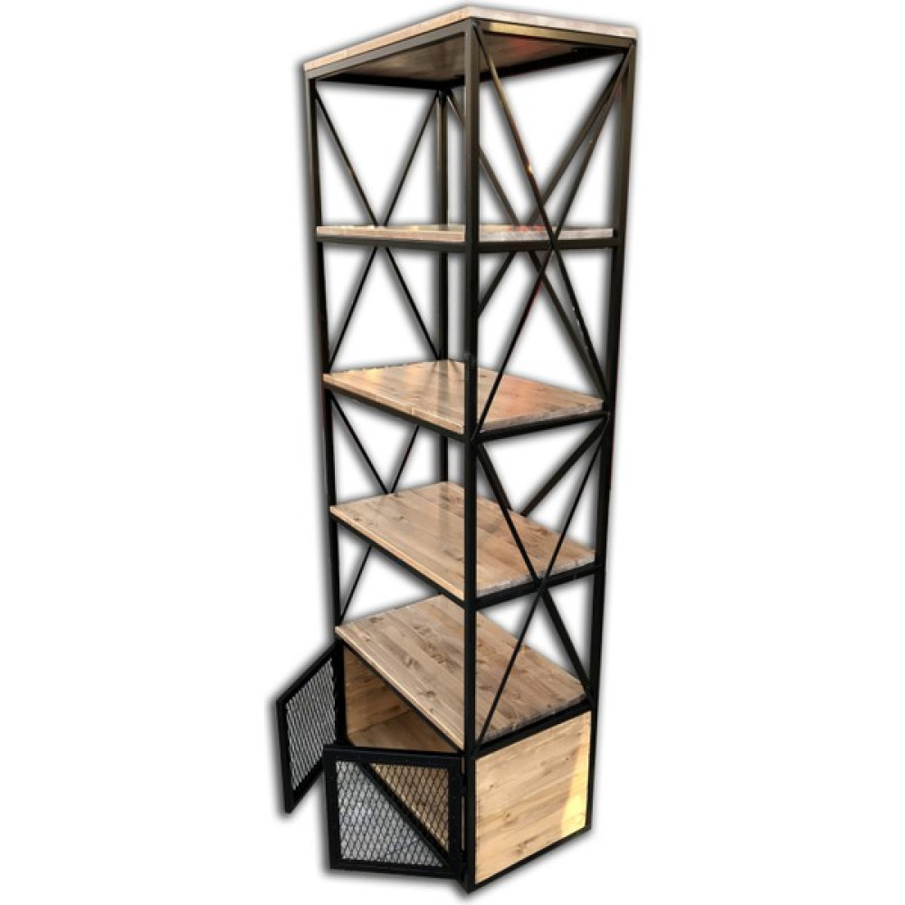 Bengi Ticaret Kitaplık x Metal Çapraz Yan ve Iskelet Ladin Ağaç Natüre Raf Parlak Siyah Tel Kapak El Yapım Kitaplık Fiyatı