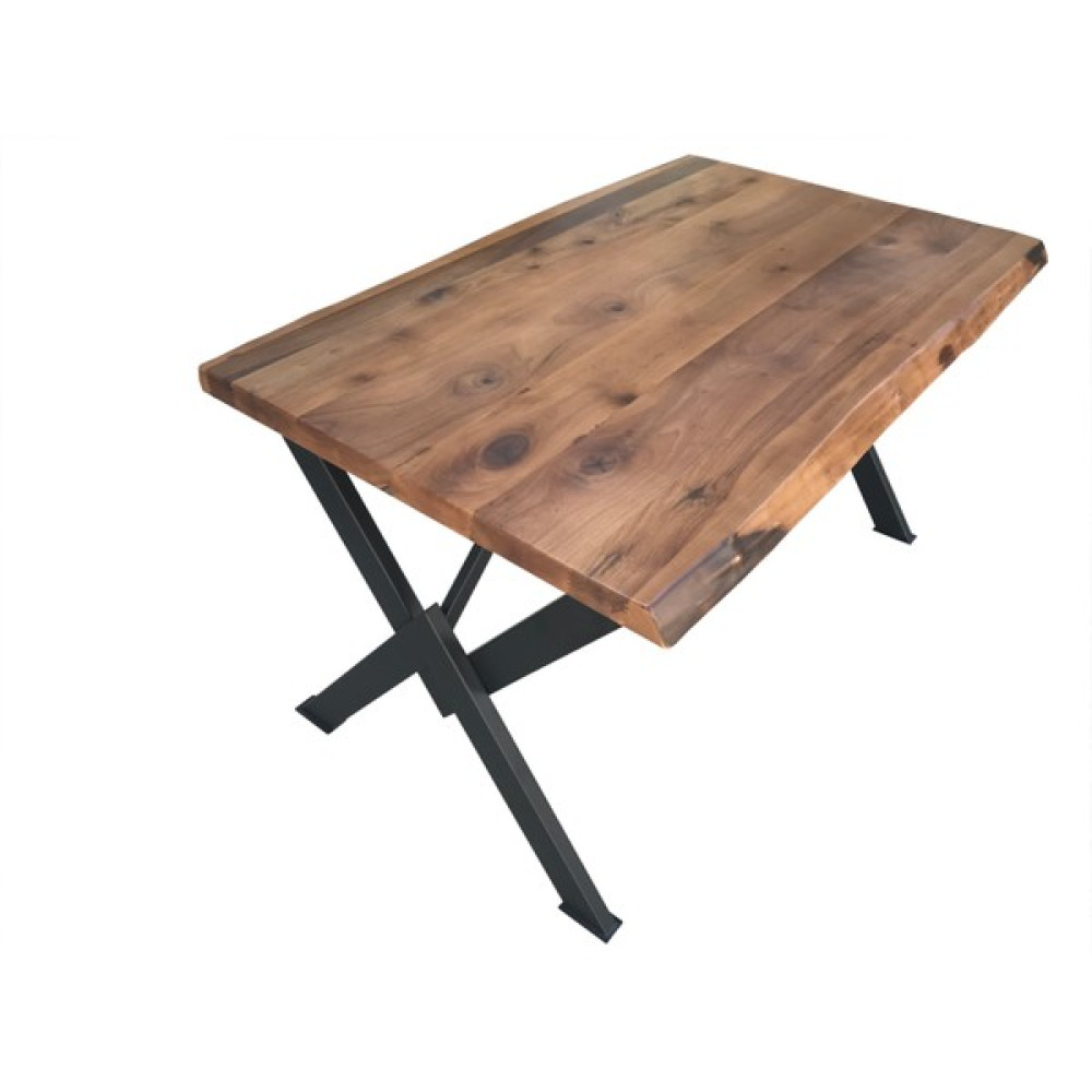 Bengi Ticaret Masa Sabit Ceviz Kaplama Masa Tabla Kütük Desen Model Metal Çelik x Ayak El Yapım Yemek & Mutfak Masası Fiyatı