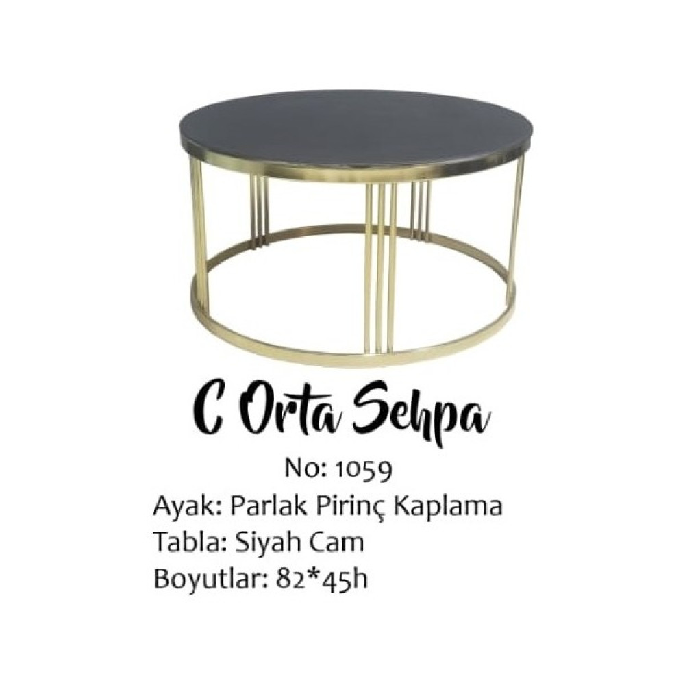 Bengi Ticaret Orta Sehpa Brc C Model Siyah Düz Temper Cam Metal Çelik Gold Renk Kaplama Ayak El Yapım - farklı renkler Orta Sehpa Fiyatı