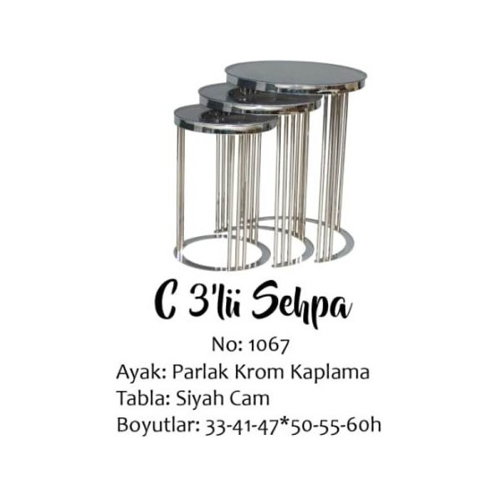 Bengi Ticaret Zigon C Model Brc 1012 Düz Siyah Temper Cam Gümüş Renk Kaplama Metal Ayak El Yapım - gümüş ayak siyah cam Zigon Sehpa Fiyatı