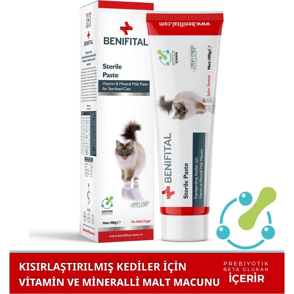 Benifital Sterile Paste 100 gr Kısırlaştırılmış Kediler İçin Vitamin ve Mineralli Malt Macunu Diğer Fiyatı