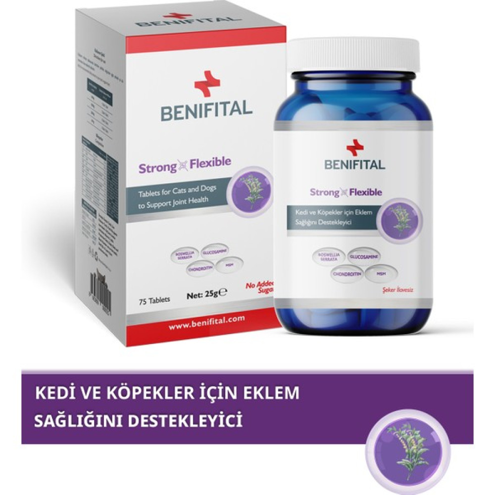 Benifital Strong & Flexible Tablet Kediler Ve Köpekler için Glukozamin Tablet Evcil Hayvan Ürünleri Fiyatı
