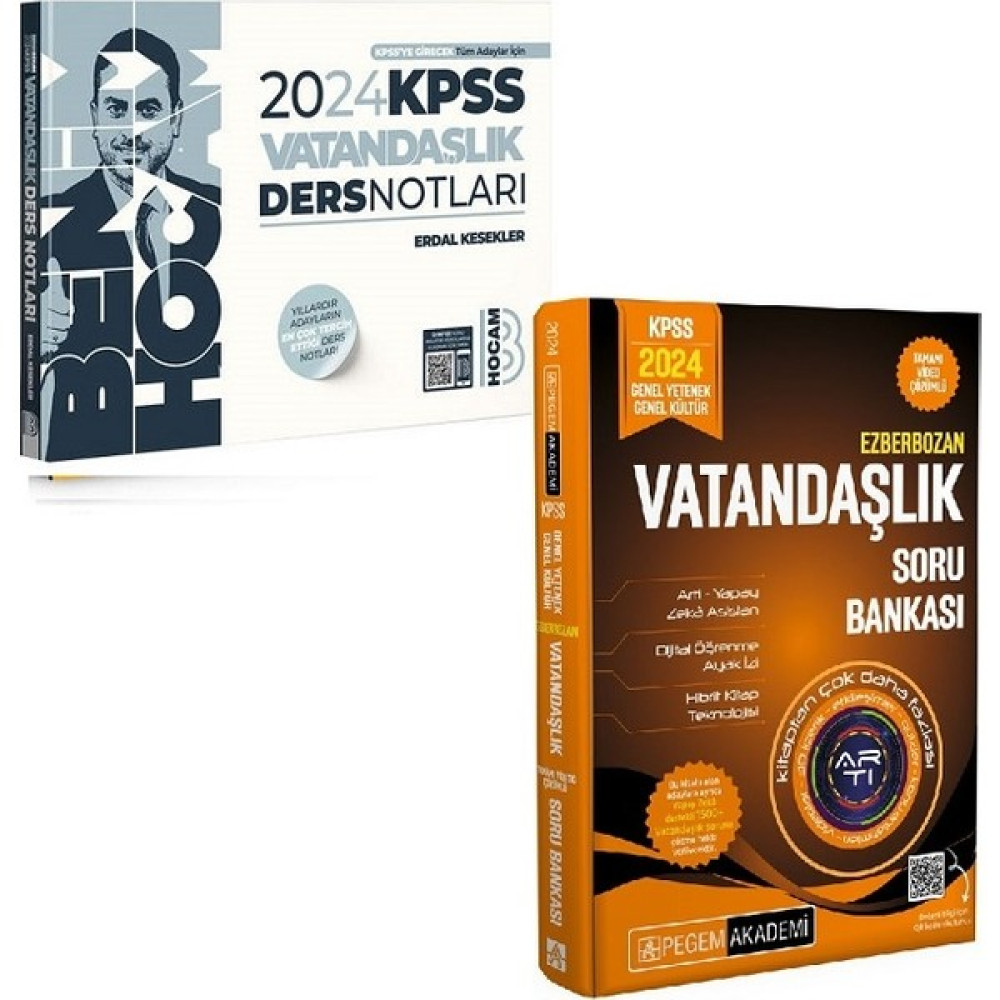 Benim Hocam Yayınları 2024 KPSS Vatandaşlık Video Ders Notları - Pegem Ezberbozan Vatandaşlık Soru Bankası Set KPSS Fiyatı