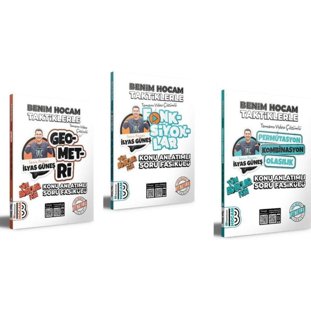 Benim Hocam Yayınları 2024 Tüm Adaylar İçin Taktiklerle Geometri - Fonksiyonlar ve Permütasyon Kombinasyon Olasılık Konu Anlatımlı Soru Fasikülleri... Matematik Fiyatı