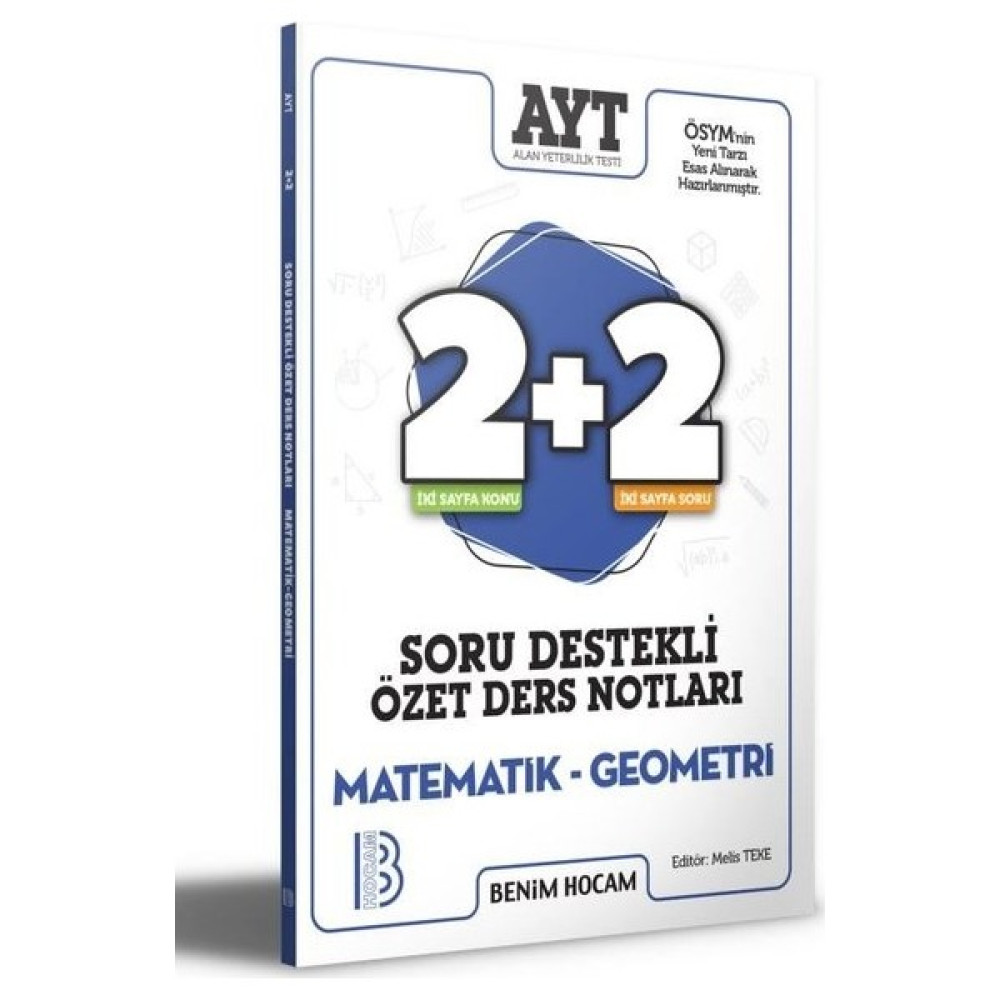 Benim Hocam Yayınları AYT Matematik - Geometri 2+2 Soru Destekli Özet Ders Notları - Melis Teke Matematik Fiyatı
