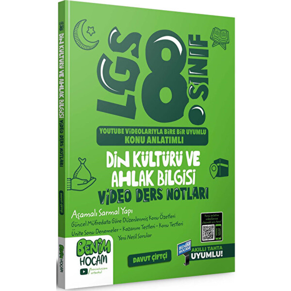 Benim Hocam Yayınları Benim Hocam 2023 LGS 8. Sınıf Din Kültürü ve Ahlak Bilgisi Video Ders Notları Konu Anlatımı Kaynak Kitapları Fiyatı
