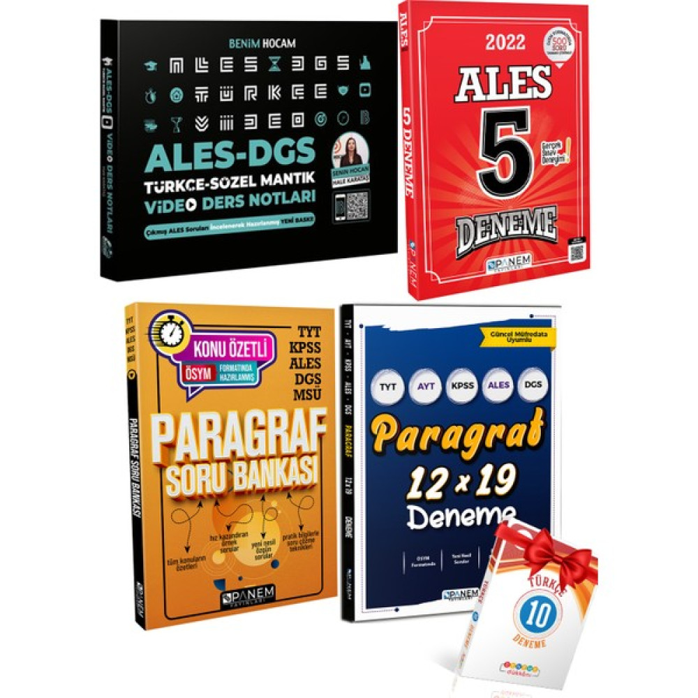 Benim Hocam Yayınları Benim Hocam Ales-Dgs Türkçe Mat Sözel Mantık+Panem Ales Deneme+Paragraf Sb+Paragrf Deneme+Türkçe 10D ALES Fiyatı