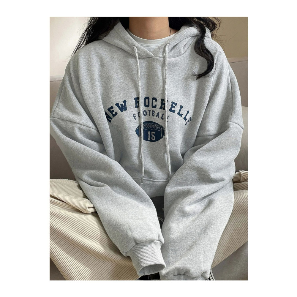 Benisengiydir Kadın Gri Rochelle Yazı Baskılı Oversize Kapüşonlu Sweatshirt L Beden Bayan Sweatshirt Fiyatı