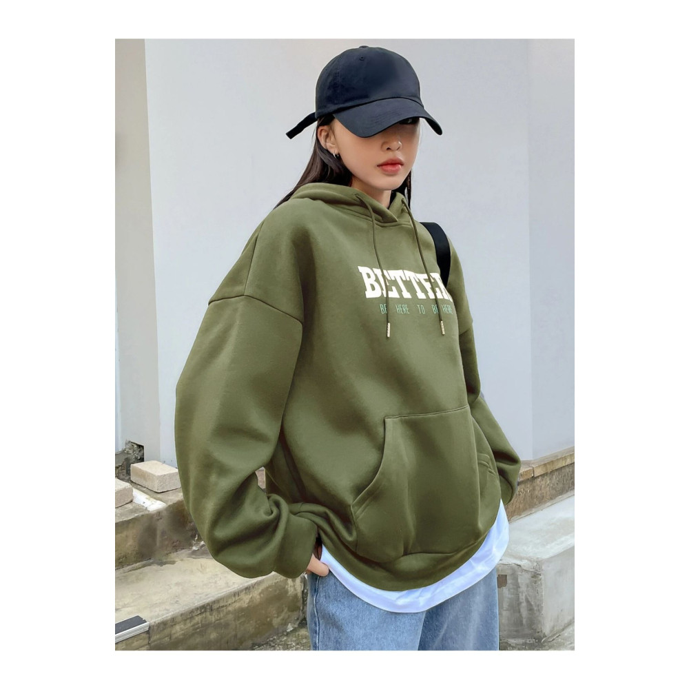 Benisengiydir Kadın Yeşil Better Baskılı Oversize Kapüşonlu Sweatshirt M Beden Bayan Sweatshirt Fiyatı
