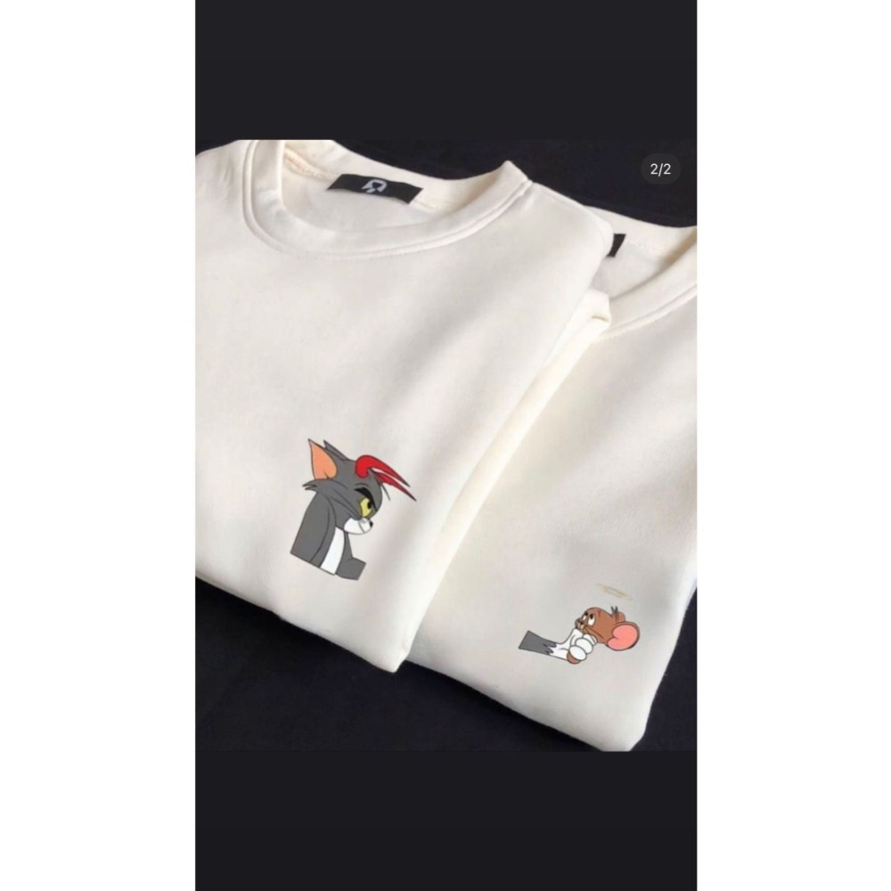 Benisengiydir Unisex Beyaz Jerry Sevgili Çift Kombini 2li Set XL/S Beden Bayan Sweatshirt Fiyatı