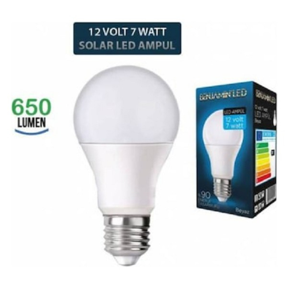 Benjamin 6 Adet Solar LED Ampül 12 Volt 7 Watt E27 Beyaz Benjamin 1.kalite Led Aydınlatmalar Fiyatı