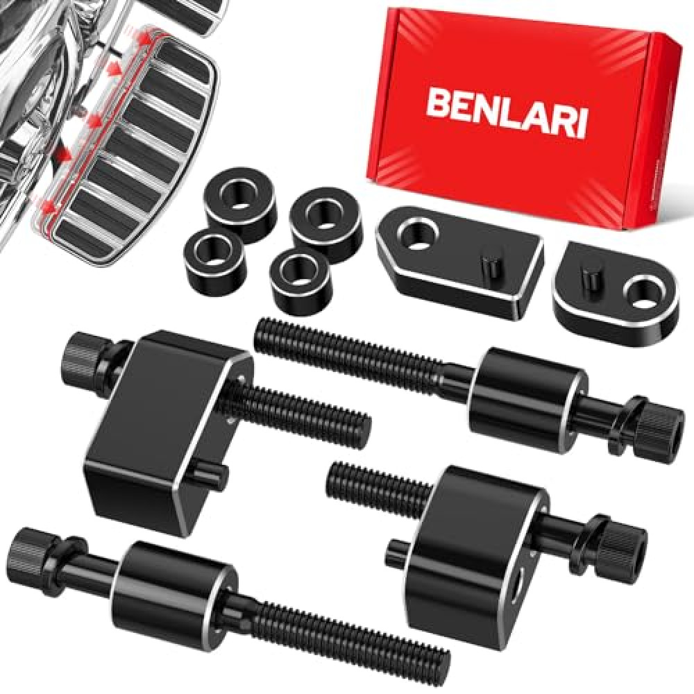 Benlari 1inch &1.5inch Driver Floorboard Extensions, Floorboard Spacer Extenders Compatible for Harley Touring Street Glide Road Glide Electra Glide Road King 2009-2024, FL Trikes 2009-2013, Black