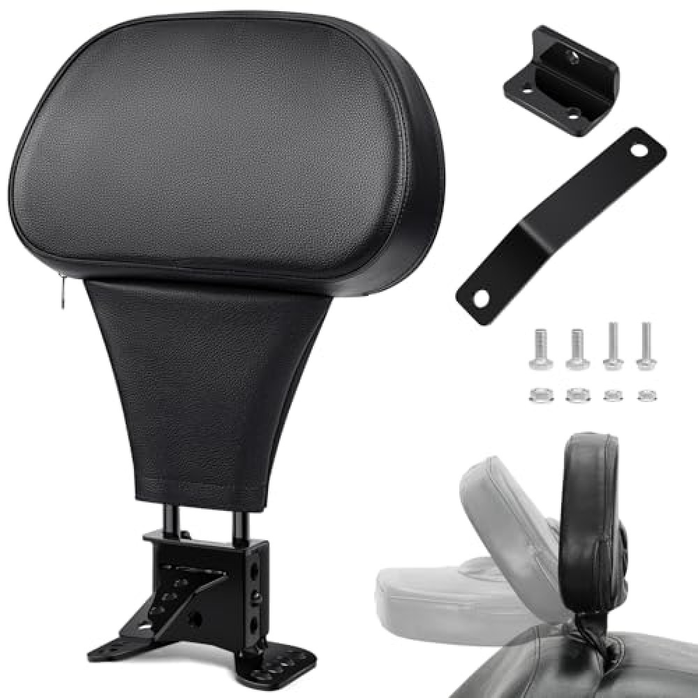 Benlari Rider Backrest, Adjustable Detachable Plug-in Driver Back Rest Pad Fit for Harley Davidson Touring Street Glide Road Glide Electra Glide Road King CVO 1997-2024, Gloss Black
