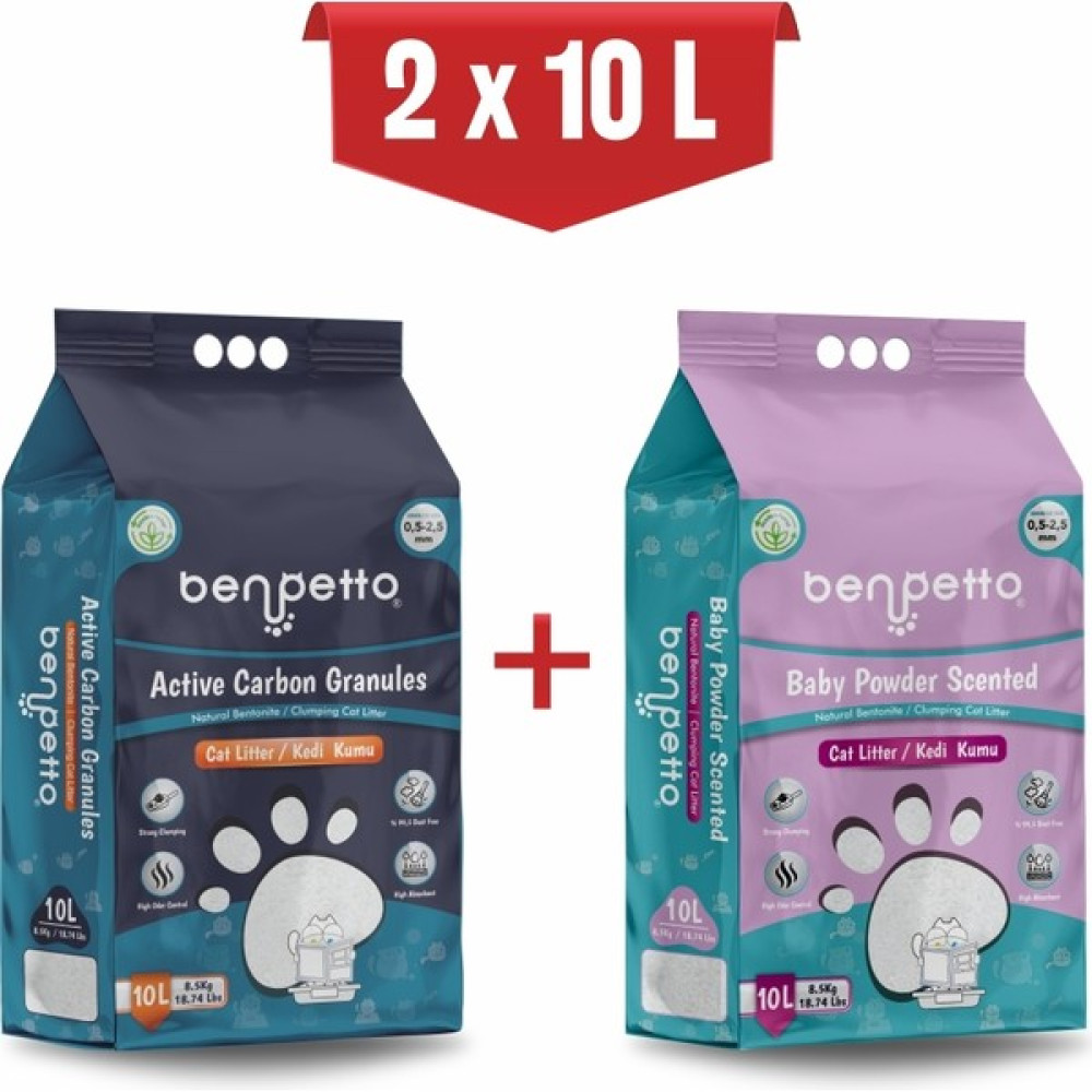 Benpetto AB250 Aktif Karbon & Bebek Pudra Kokulu Topaklanan Kedi Kumu 10 Lt x 2 Adet Evcil Hayvan Ürünleri Fiyatı