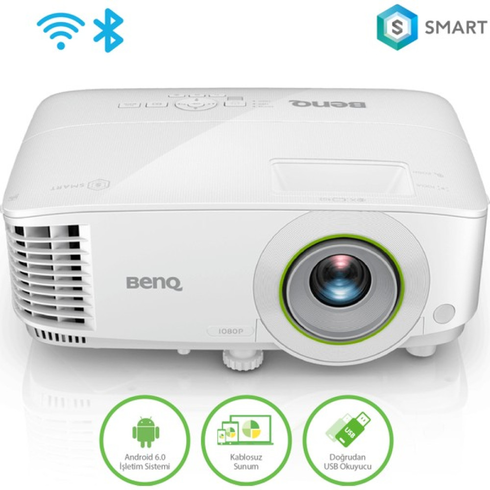 BenQ EW600 3600 ANS 1280X800 WXGA HDMI VGA USB Okuyucu DLP Kablosuz Wireless Android SMART Projektör Projeksiyon Fiyatı