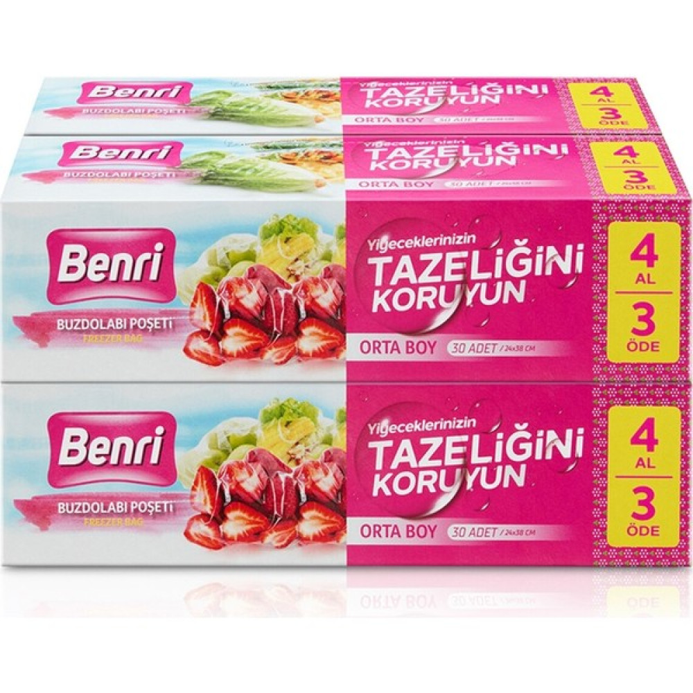 Benri Buzdolabı Poşeti Orta Boy 4 x 30'lu - Şeffaf Oto Boyaları Fiyatı
