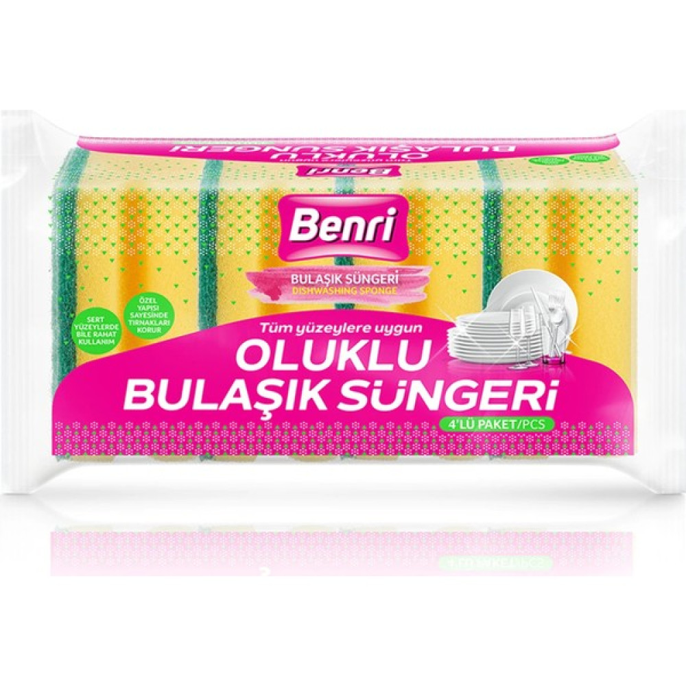 Benri Oluklu Bulaşık Süngeri 4'lü - 1 Adet Oto Boyaları Fiyatı