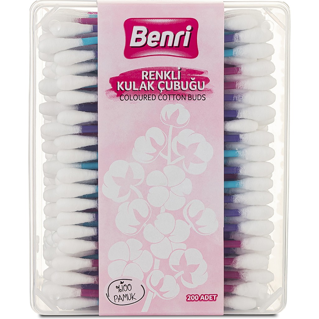 Benri Renkli Kulak Temizleme Çubuğu %100 Pamuk 200 Adet Yumuşak Dokunuşla Nazik Temizlik Diğer Fiyatı