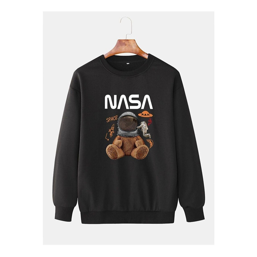 BENROMA Nasa Baskılı Siyah Sweatshirt M Beden Bayan Sweatshirt Fiyatı