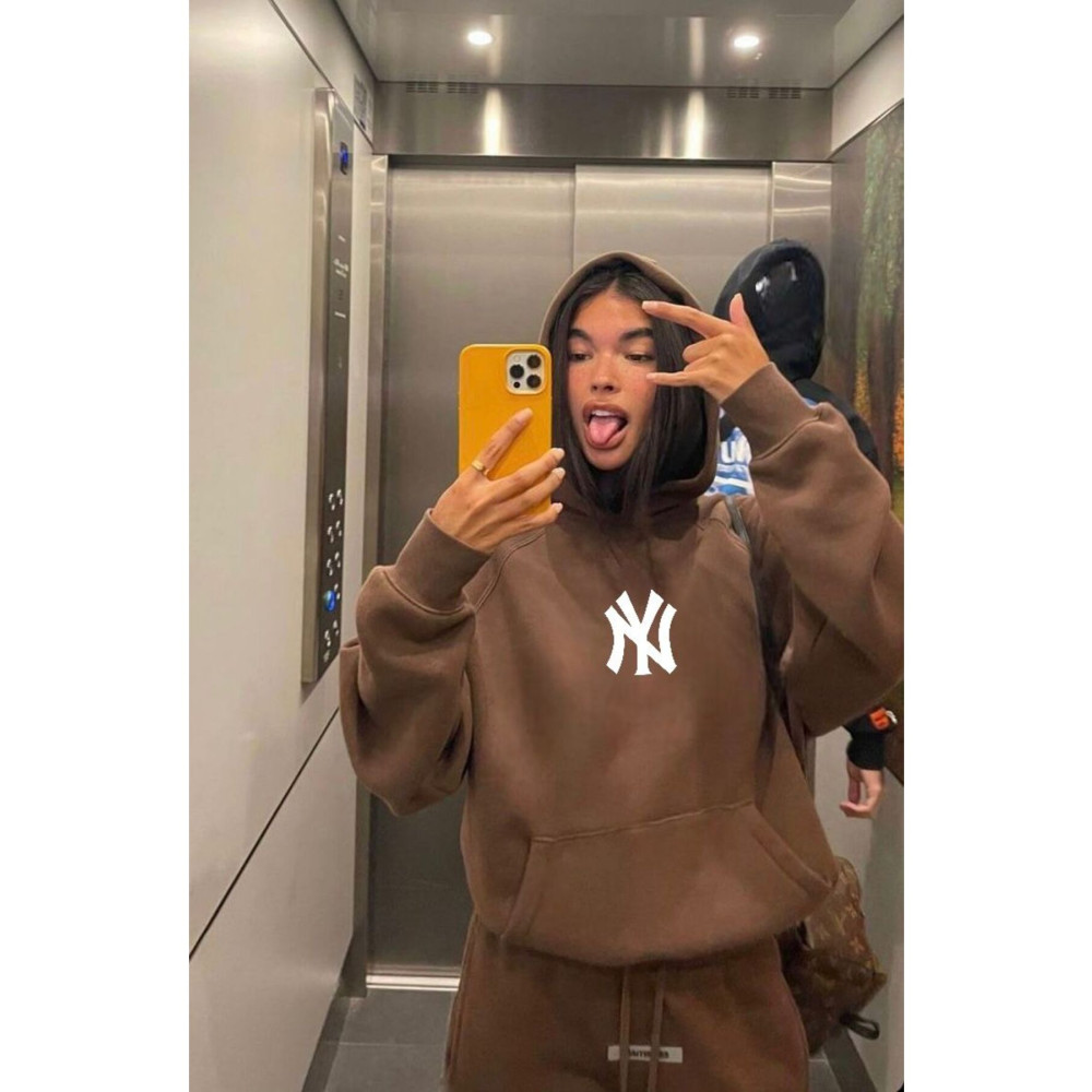 BENROMA Unisex NY baskılı Oversize Sweatshirt L Beden Bayan Sweatshirt Fiyatı