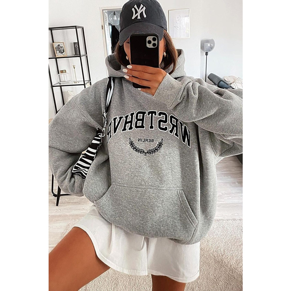 BENROMA Unisex Oversize Wrst Baskılı Gri Sweatshirt S Beden Bayan Sweatshirt Fiyatı