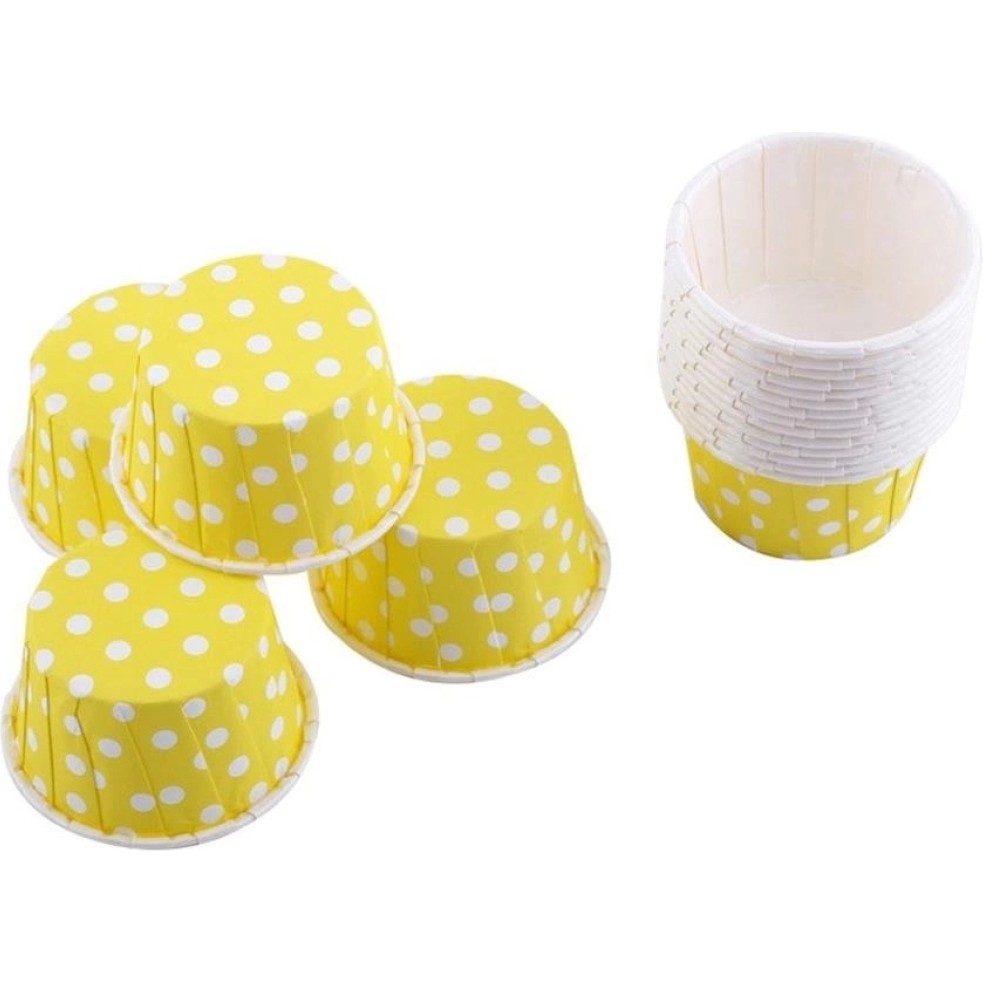 Bens Cup Cake | Sufle Kapsülü | Muffin Kapsülü Sarı Puantiyeli 25 Adet (50X39mm) Kek Kalıpları Fiyatı