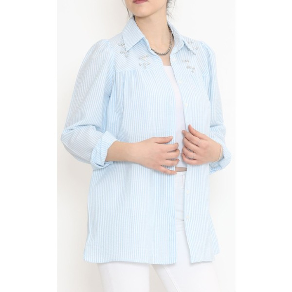 Bensu Store Taşlı Gömlek Mavi - 633.1247. Kadın Gömlek Fiyatı