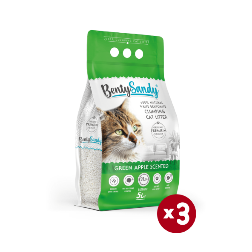 Bentysandy Yesil Elma Kokulu Topaklanan Ince Taneli Kedi Kumu 5Lx3 Evcil Hayvan Ürünleri Fiyatı