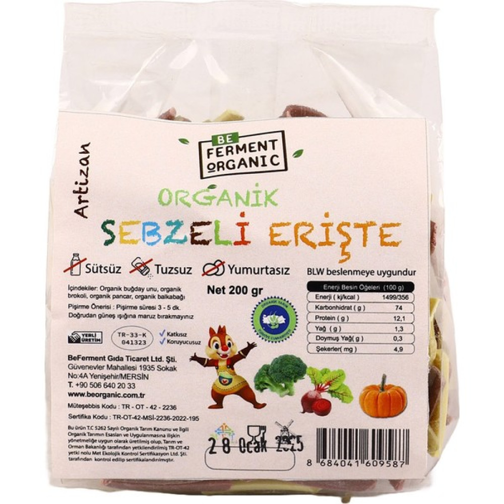 Beorganic Beferment Artizan Organik Sebzeli Çocuk Erişte 200 G Bebek Beslenme Gereçleri Fiyatı