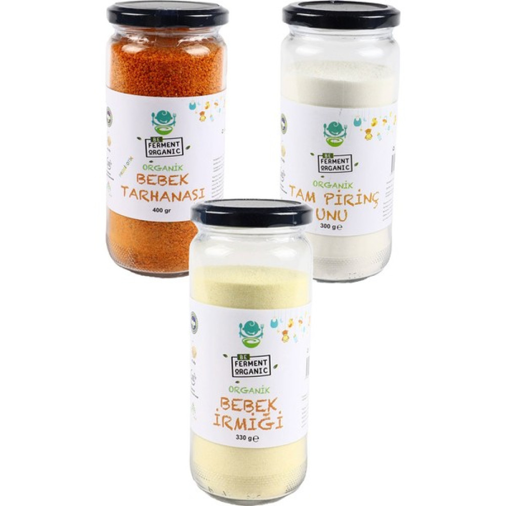 Beorganic Beferment Organik Bebek Tarhanası, Bebek Irmiği, Pirinç Unu Seti +6AY Bebek Beslenme Gereçleri Fiyatı
