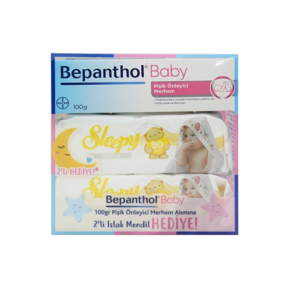 Bepanthol Baby Pişik Önleyici Merhem 100 Gr + 2 Paket Sleepy Sensitive Islak Havlu 90 Lı Hediye Bebek Vücut Kremi Fiyatı