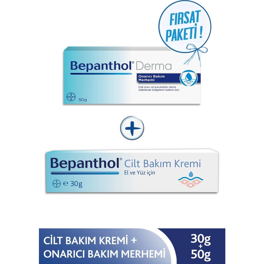 Bepanthol Onarıcı Bakım Kremi 50 g + Cilt Bakım Kremi 30 g 8699546358687 Cilt Temizleme ve Peeling Fiyatı