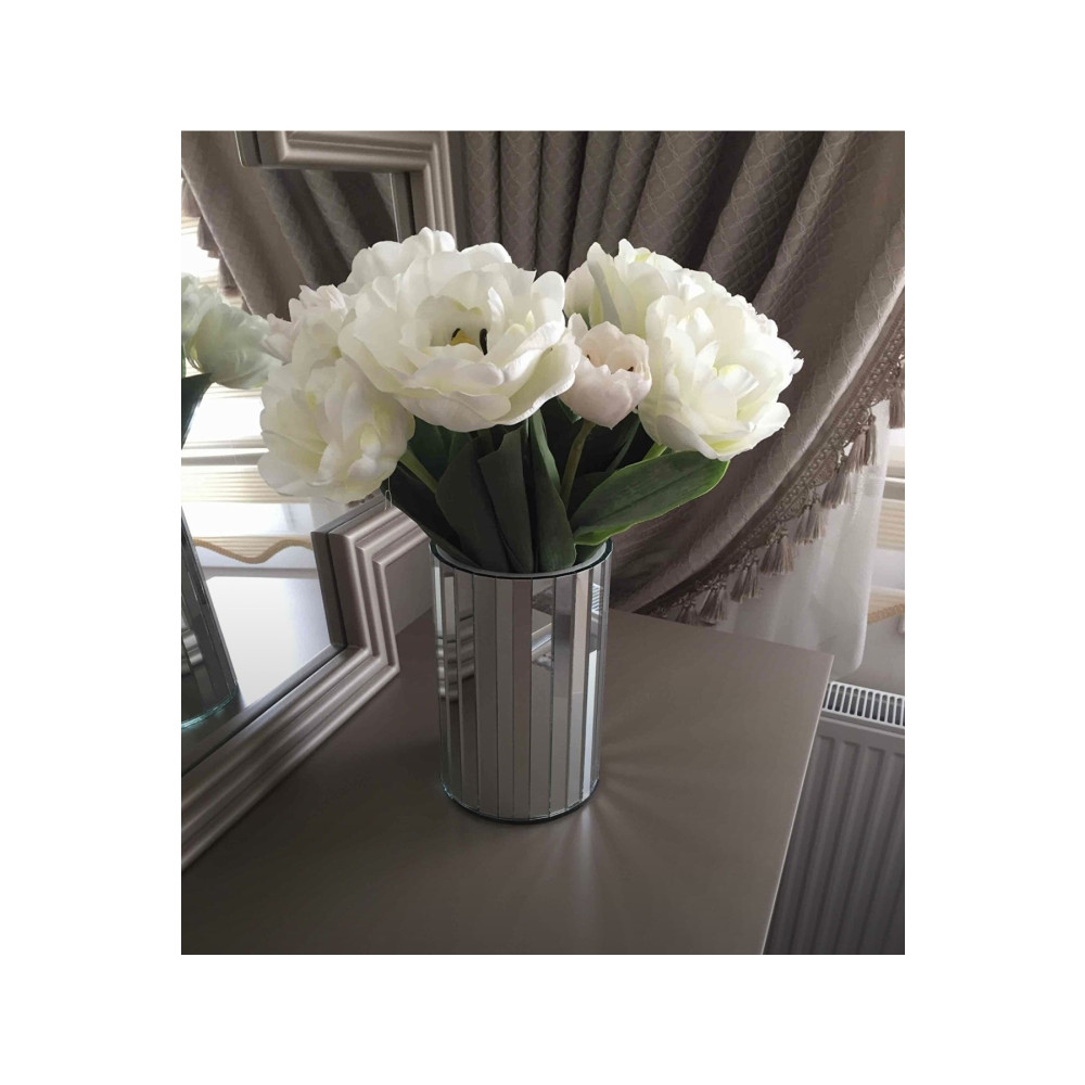 BeQ Home 20 Cm Beyaz (gümüş) Aynalı Yuvarlak Vazo Vazo Fiyatı