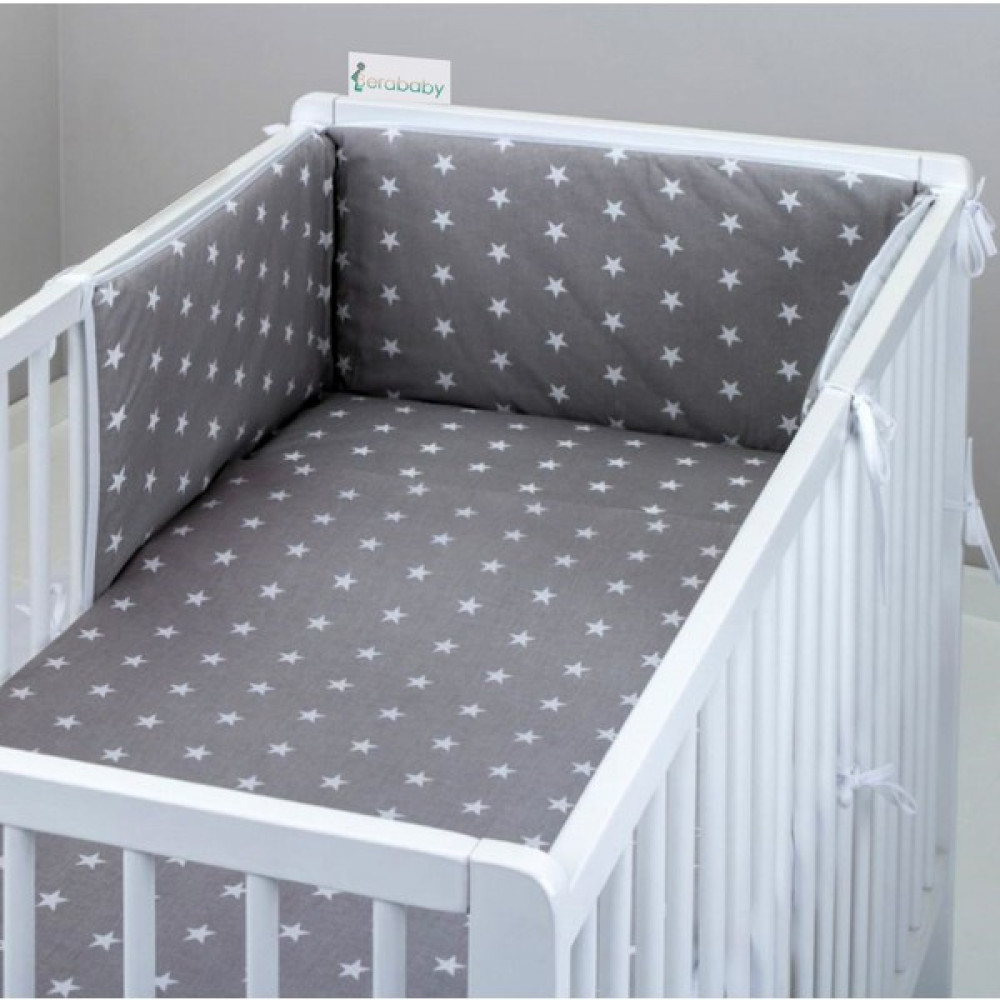 Bera Baby Berababy Gri Yıldız Beşik Yan ve Montessori Kenar Koruma - 60 x 120 cm Bebek Uyku Seti Fiyatı