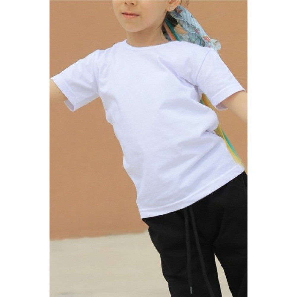 Berat Butik Beyaz Bisiklet Yaka Çocuk Tshirt Erkek Çocuk T-shirt Fiyatı
